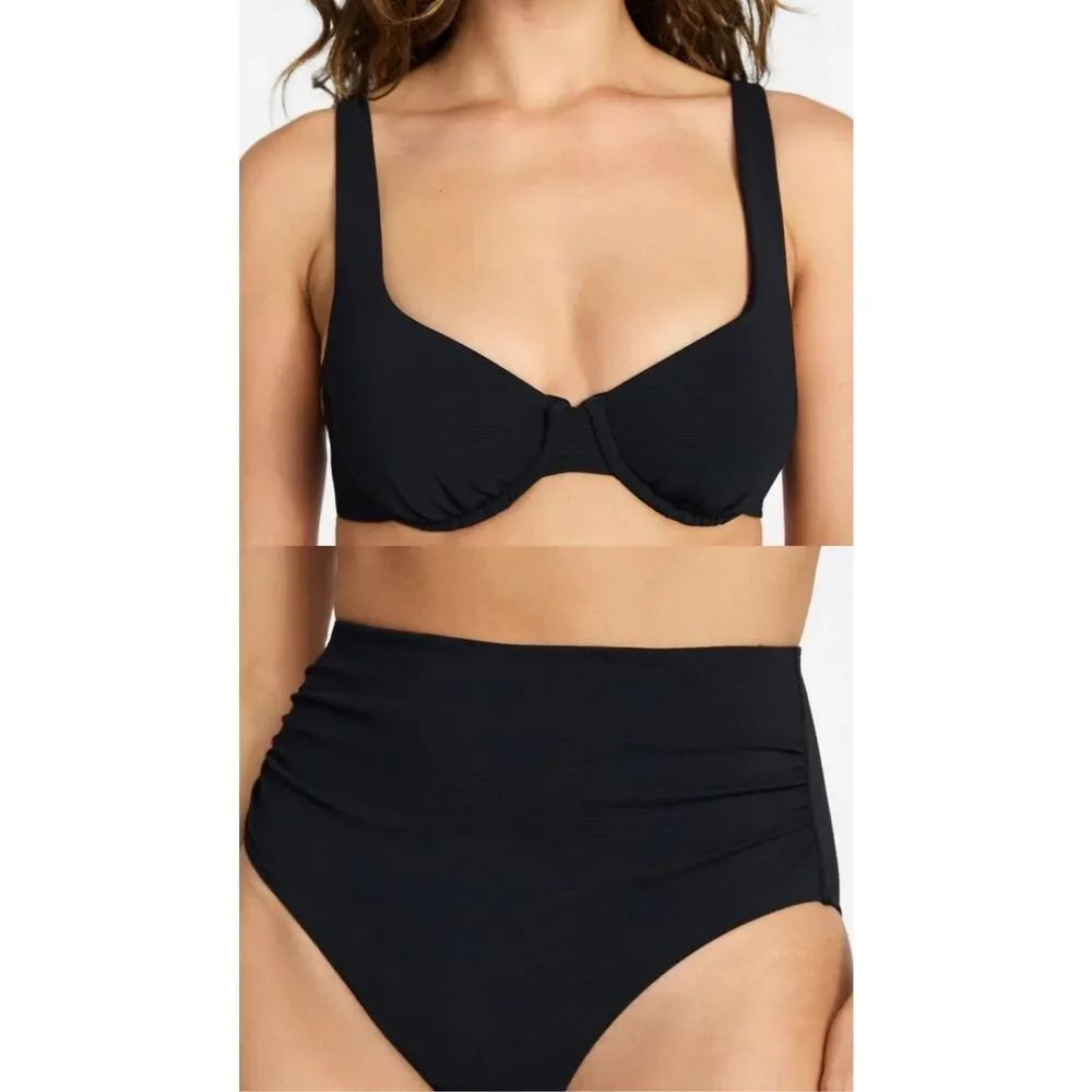 Time and Tru NWT black balconette high rise bikini size M and Xl top